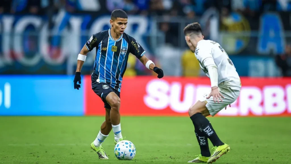 jogo entre grêmio e santos com destaque para os gols marcados