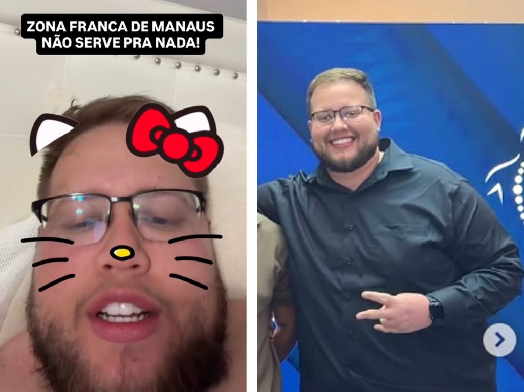 Gabriel Silva criticando a Zona Franca de Manaus em vídeo