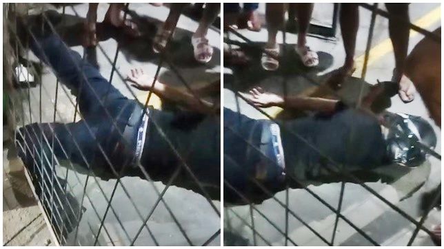 motociclista caindo do viaduto José Fernandes em Manaus