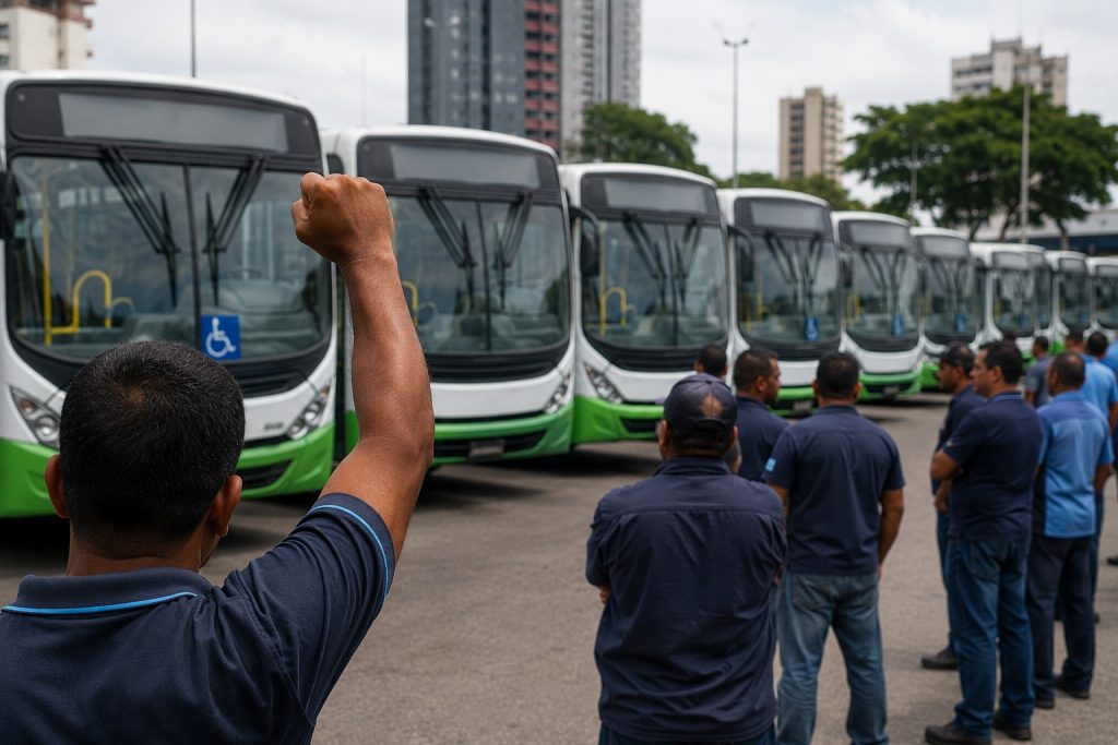 Foto de divulgação sobre a suspensão da paralisação do transporte coletivo em Manaus