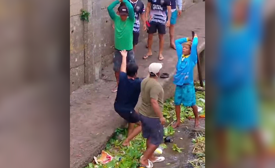 Imagem do suspeito agredido por populares na Manaus Moderna
