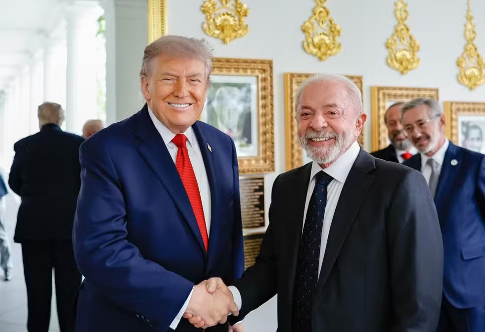 Trump e Lula durante encontro na Casa Branca, 7 de maio de 2026