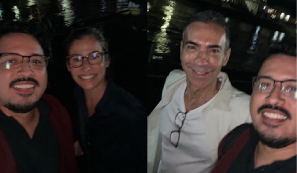 César Tralli e Renata Vasconcellos em Itacoatiara