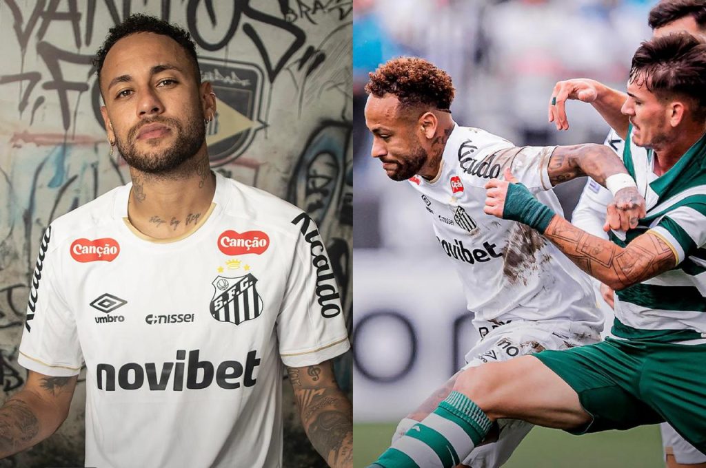 Neymar em campo durante partida do Santos