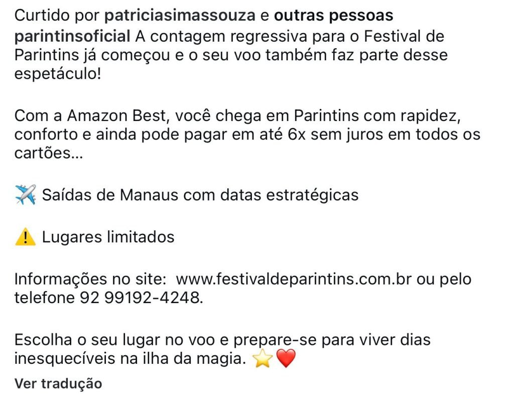 imagem de voos para o festival parintins