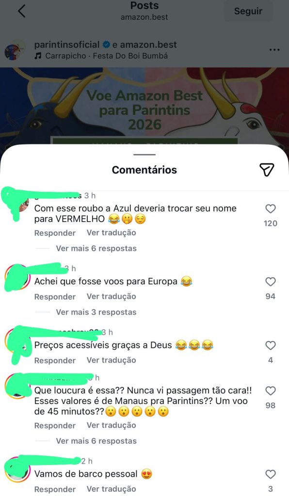 imagem de voos para o festival parintins