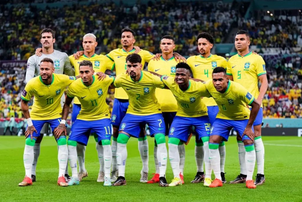 foto da seleção brasileira em partida na copa do mundo