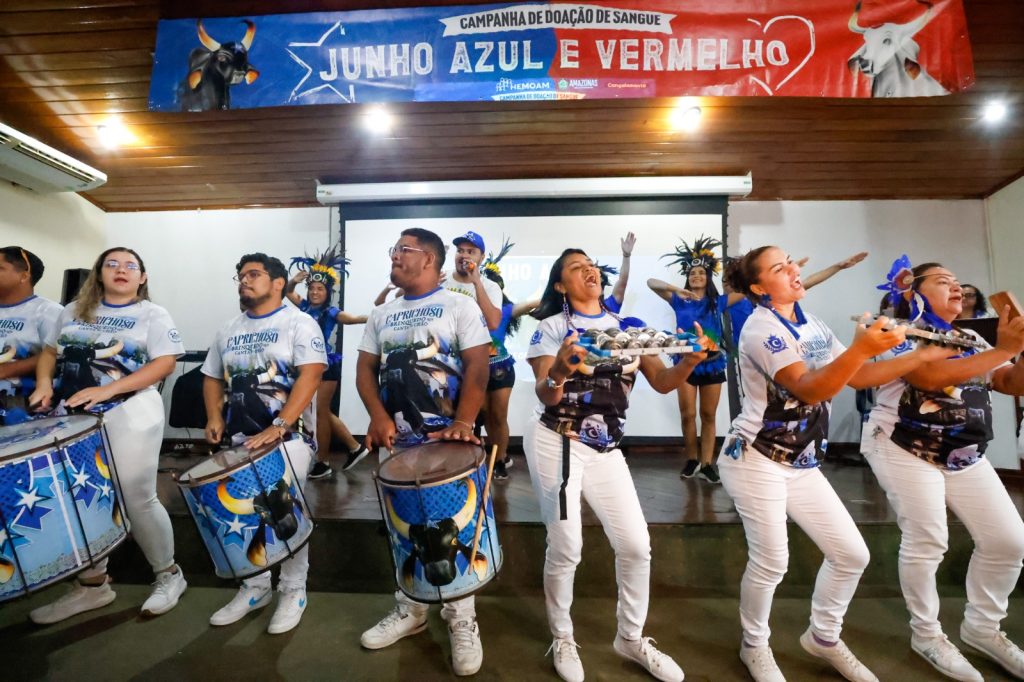 Lançamento da campanha Junho Azul e Vermelho do Hemoam com apoio dos bois Caprichoso e Garantido