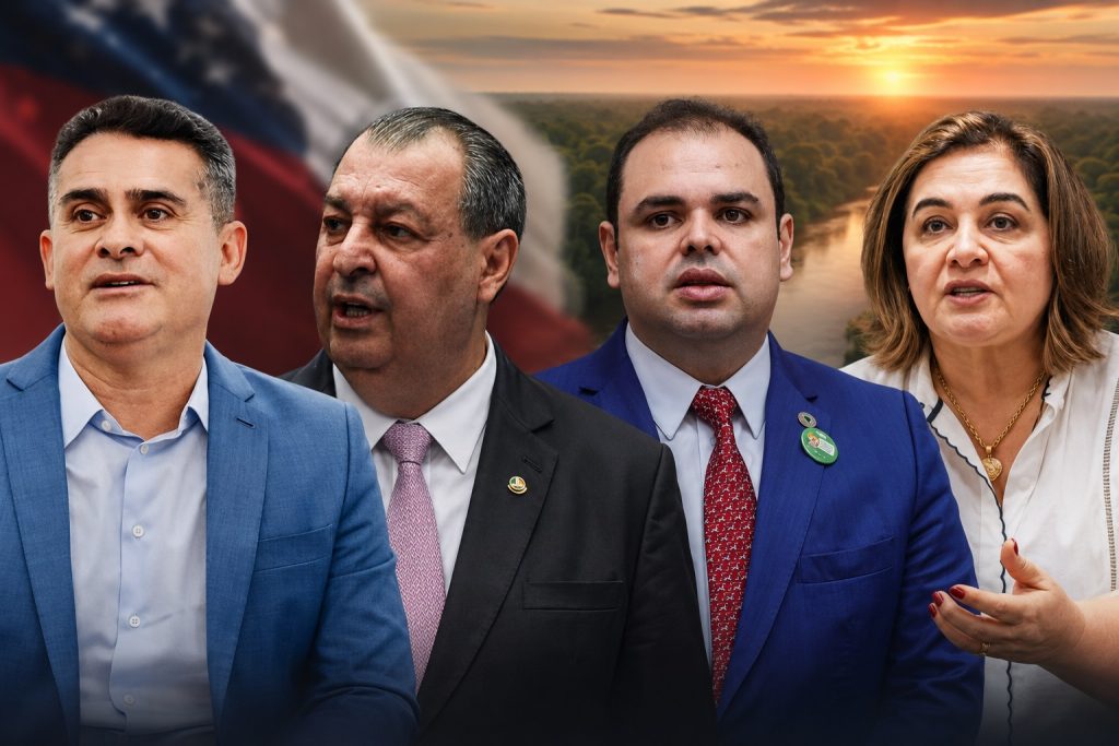 Gráfico da pesquisa eleitoral para o governo do Amazonas com intenções de voto para Omar Aziz, David Almeida e Roberto Cidade