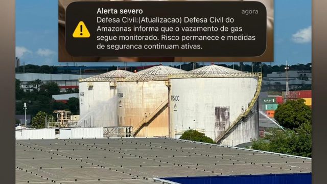 Defesa Civil emite alerta de risco em Manaus após vazamento de gás estireno no Distrito Industrial