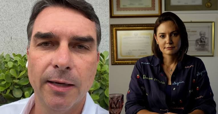 Flávio Bolsonaro durante evento político