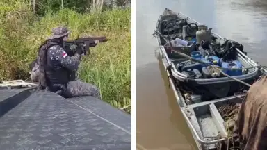 Polícia Militar apreende lancha usada por piratas de rio após ataque a embarcação em Jutaí