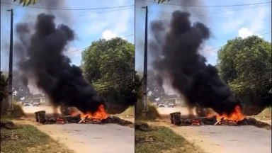 Protesto contra abandono fecha acesso às praias de Açutuba e gera congestionamento em Iranduba