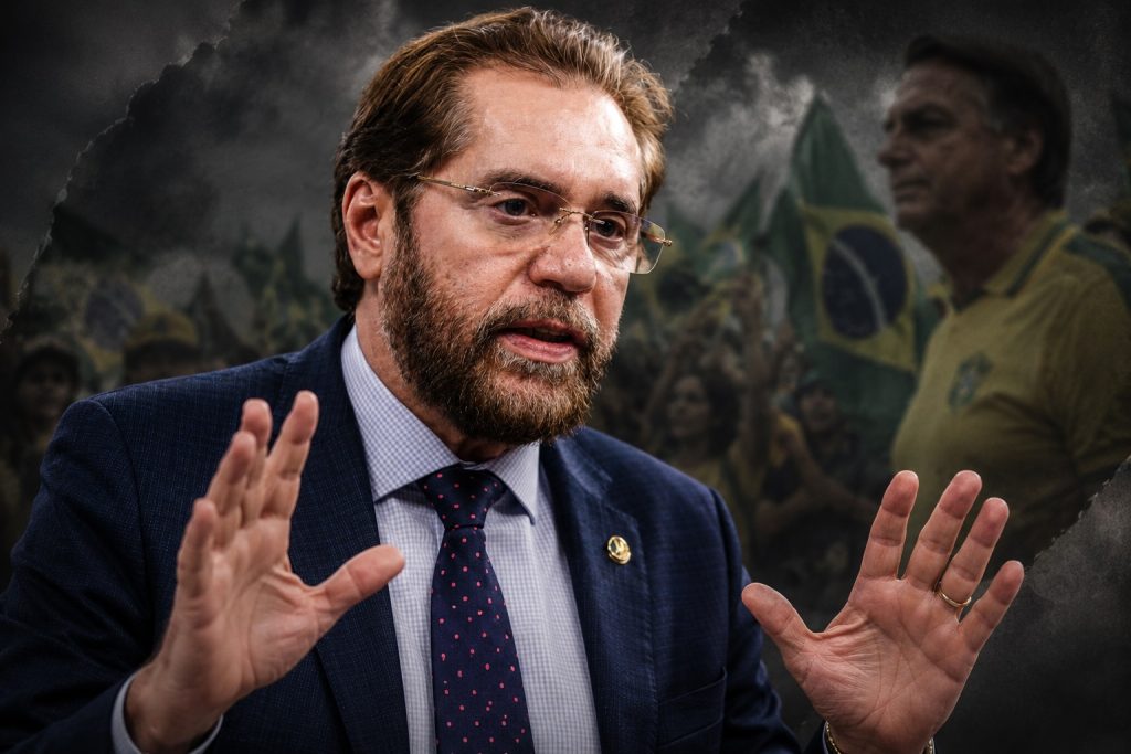 Plínio Valério durante entrevista sobre sua posição política