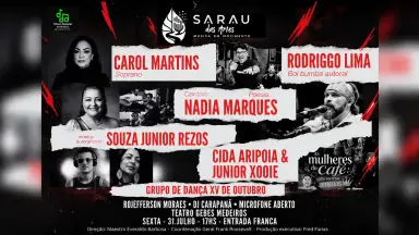 Sarau das Artes reúne música, poesia e dança com entrada gratuita no Centro de Manaus