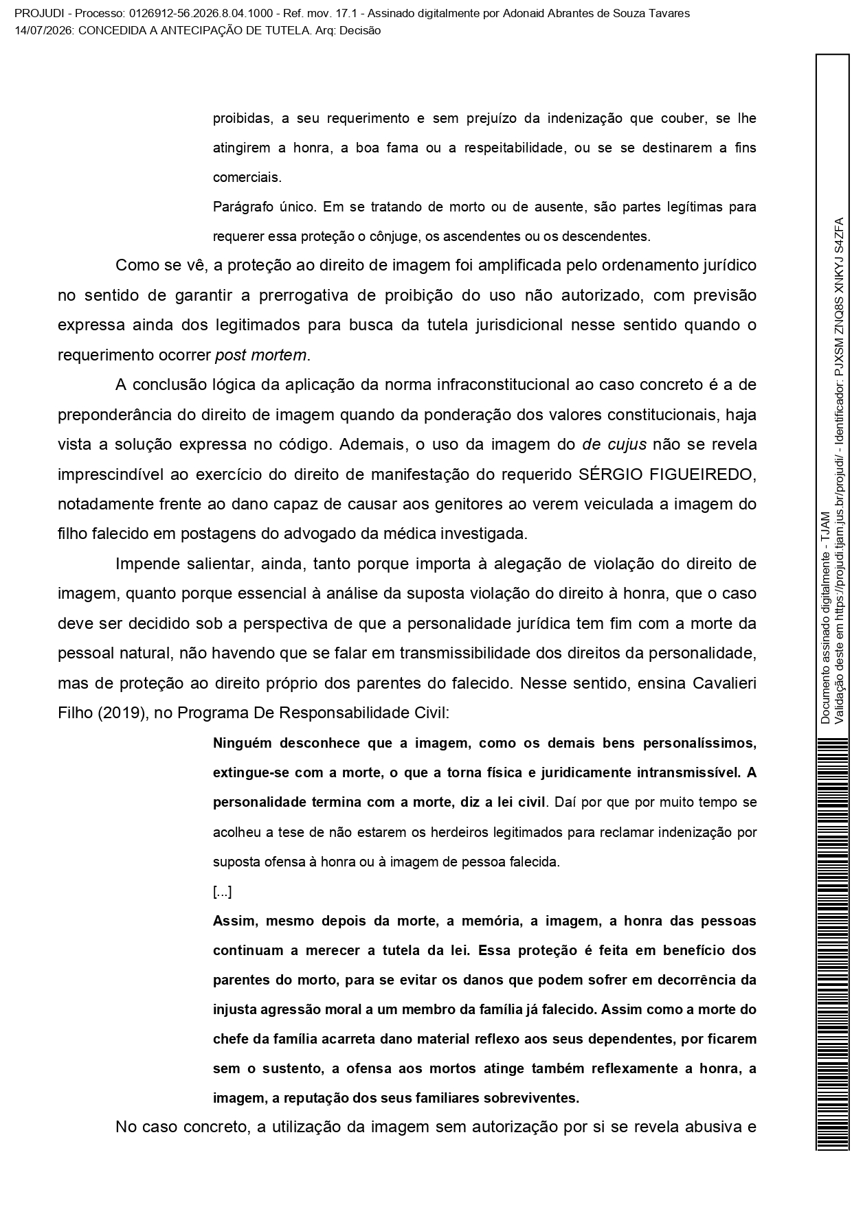 defesa de advogado sérgio ricardo de figueiredo menezes em nota sobre decisão judicial
