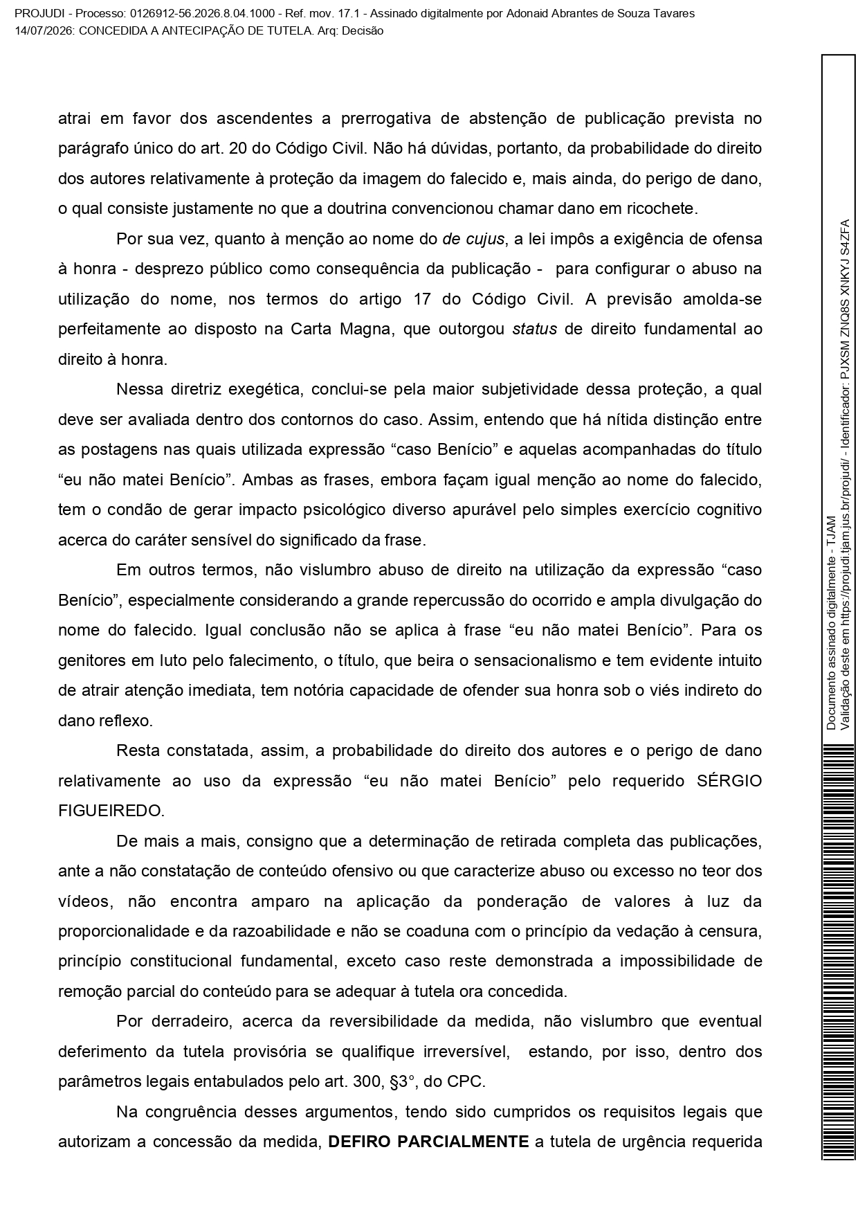 defesa de advogado sérgio ricardo de figueiredo menezes em nota sobre decisão judicial