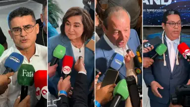 Candidatos chegam para primeiro debate na Band Amazonas; Roberto Cidade decide não participar