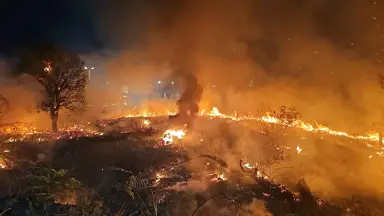 Incêndio de grandes proporções atinge área de mata próxima à Avenida das Torres em Manaus