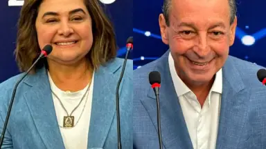 Maria do Carmo poupa Omar Aziz e concentra ataques em David Almeida e Roberto Cidade no 1º debate de candidatos ao governo do Amazonas 