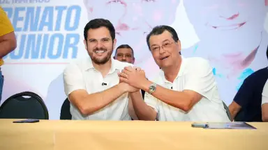 Prefeito de Manaus Renato Junior declara apoio a Eduardo Braga e define escolha como “parceiro de Manaus”