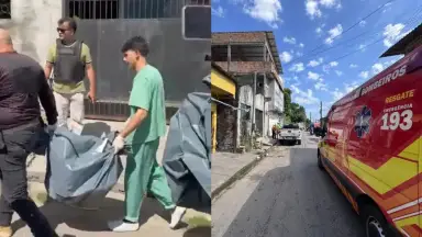 Assista momento em que corpos carbonizados de crianças são retirados de casa após incêndio em Manaus